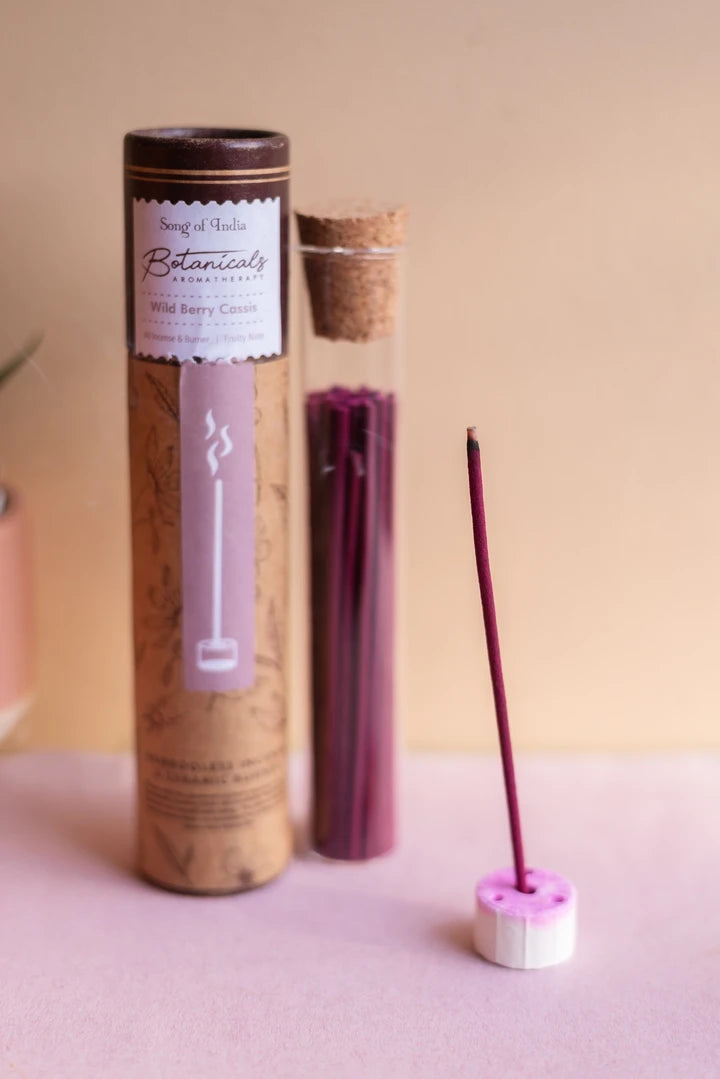 Incienso Botánico Sin Bambú (Bambooless) + Quemador - Tubo de Vidrio y Corcho