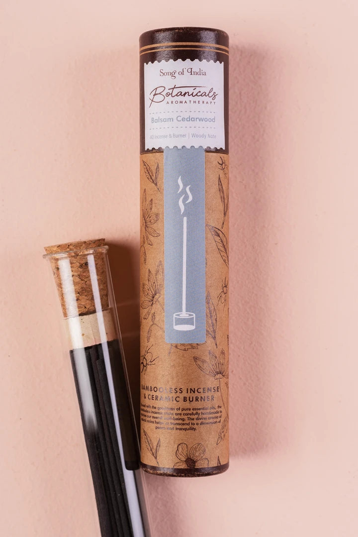 Incienso Botánico Sin Bambú (Bambooless) + Quemador - Tubo de Vidrio y Corcho