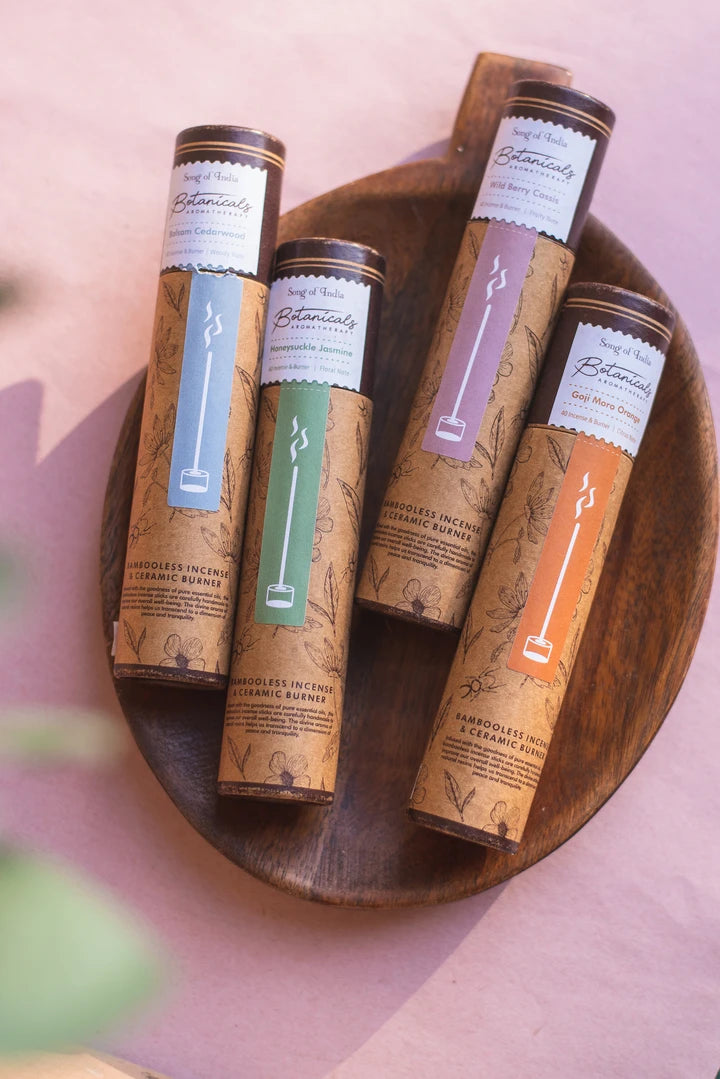 Incienso Botánico Sin Bambú (Bambooless) + Quemador - Tubo de Vidrio y Corcho
