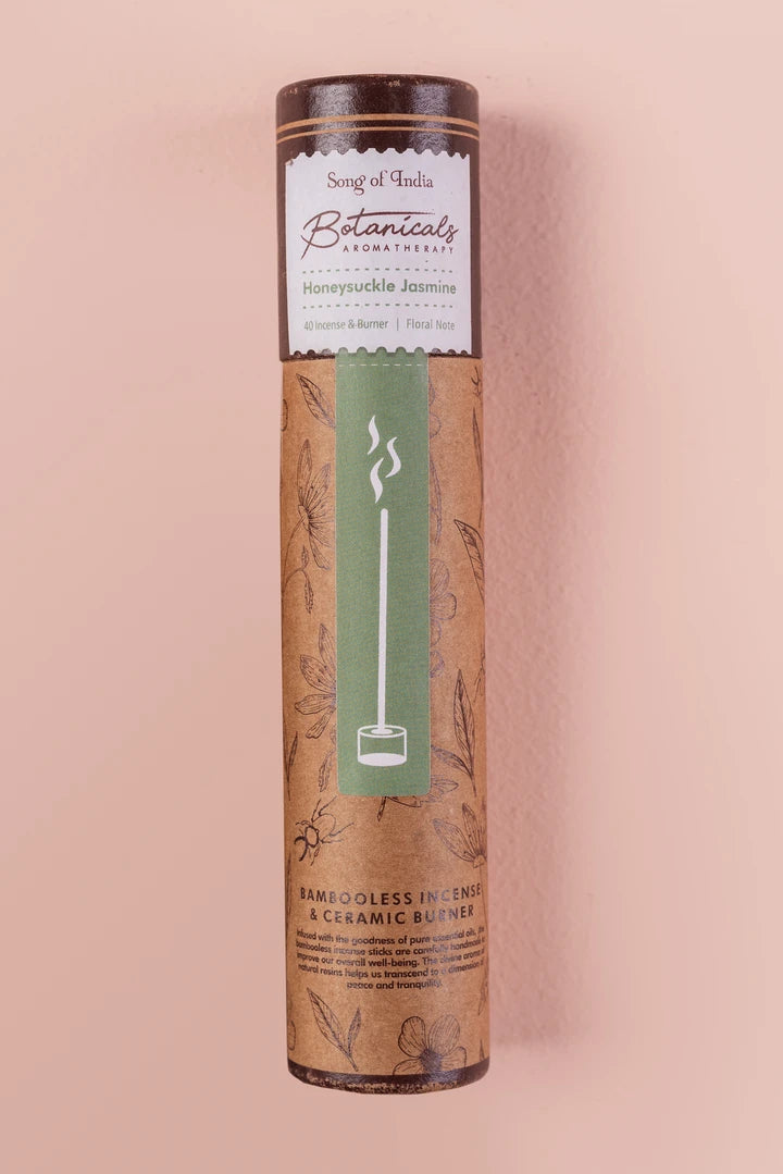 Incienso Botánico Sin Bambú (Bambooless) + Quemador - Tubo de Vidrio y Corcho