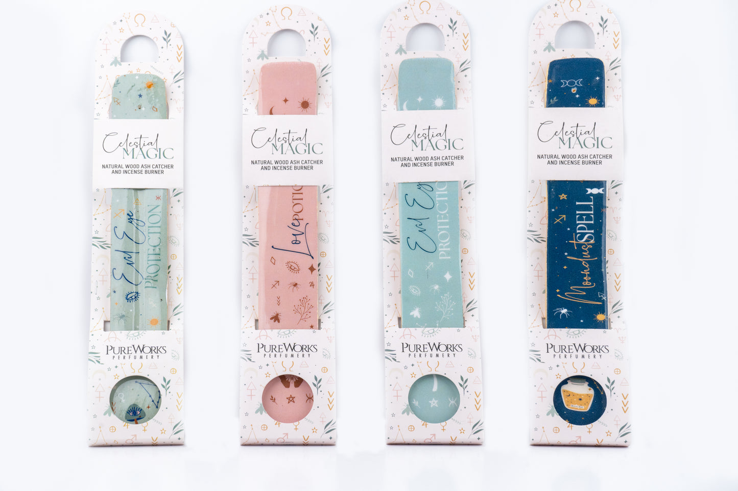 Quemador Porta/Incienso "Celestial Magic" (Madera y Epoxi) - Colección Mística