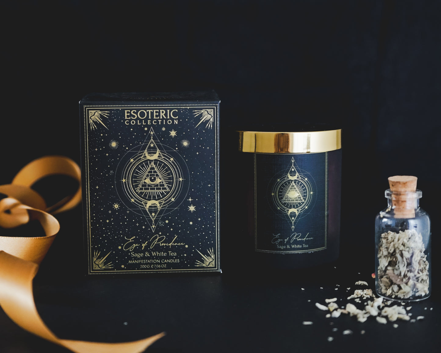 Vela Aromática Esotérica 200 g  – Frasco de Vidrio con Piedra