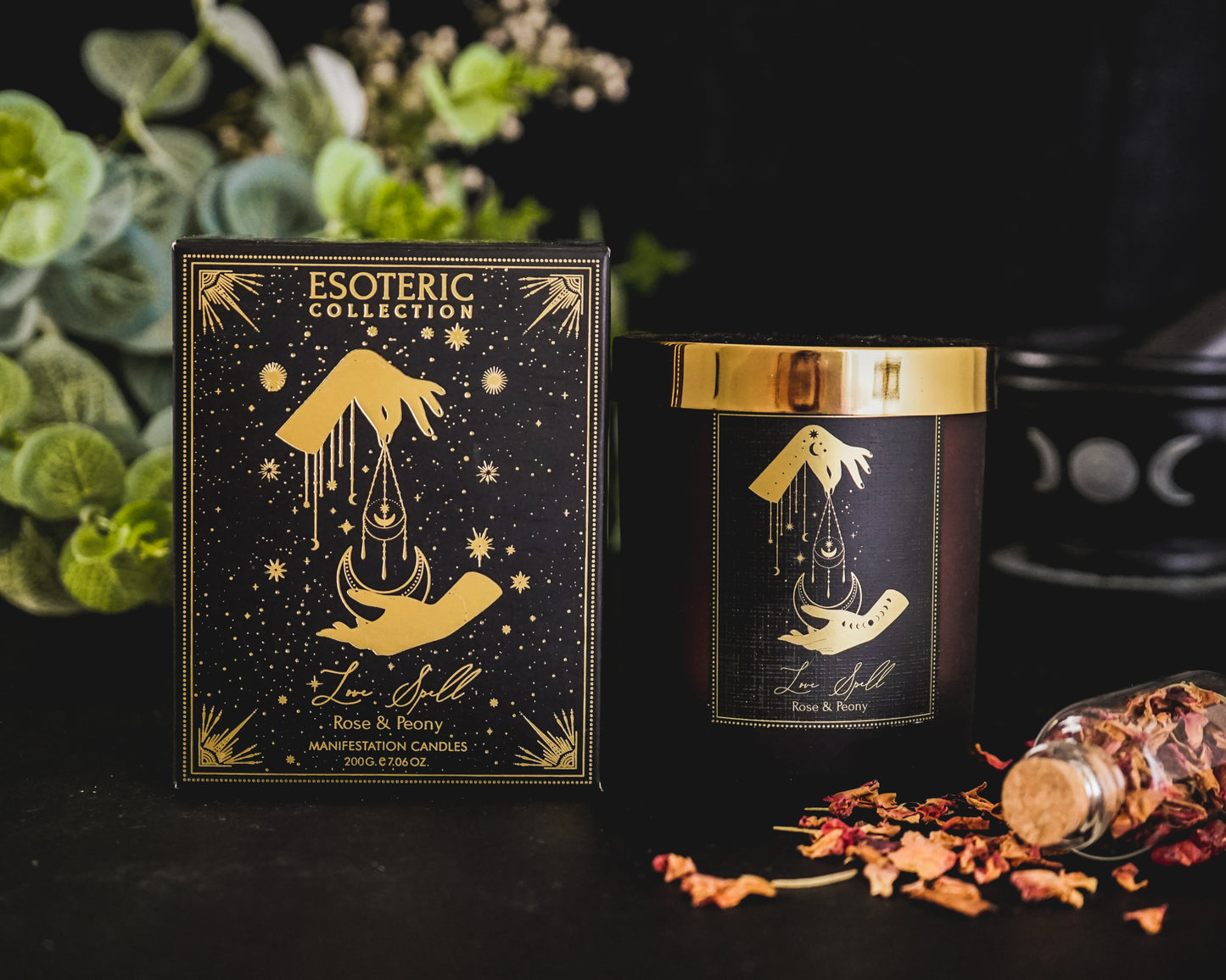 Vela Aromática Esotérica 200 g  – Frasco de Vidrio con Piedra