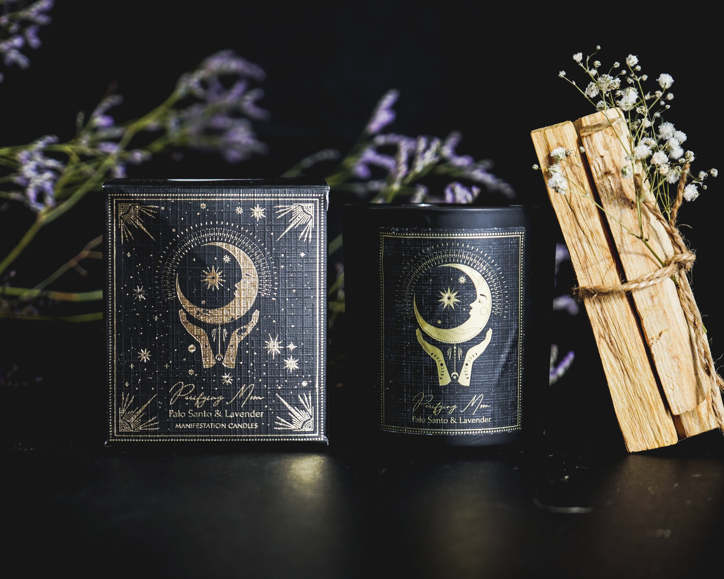 Vela Aromática Esotérica 120 g – Frasco de Vidrio con Piedra