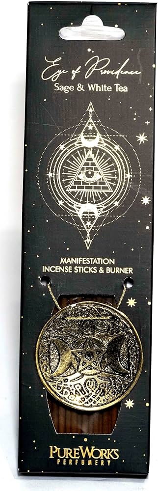 Kit Incienso Esotérico + Quemador de Metal (Luna Creciente) en Caja