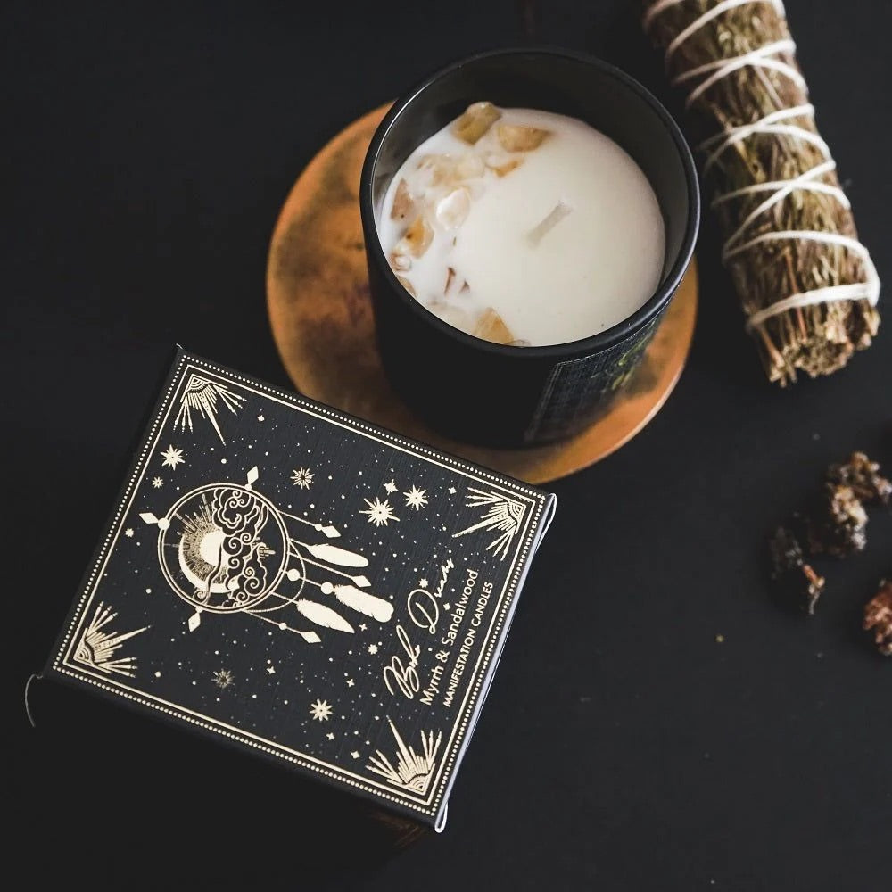 Vela Aromática Esotérica 120 g – Frasco de Vidrio con Piedra