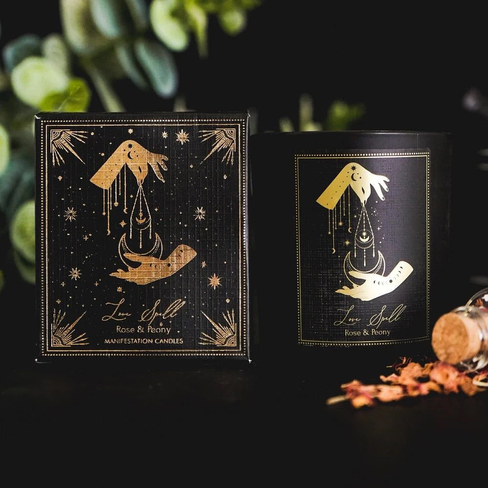 Vela Aromática Esotérica 120 g – Frasco de Vidrio con Piedra