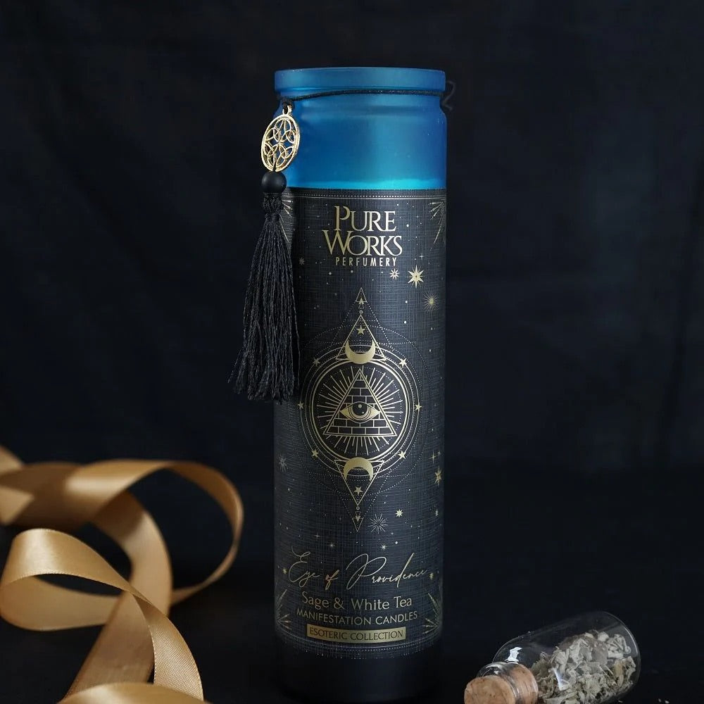 Manifestation Tall Candle - 👁️ Eye of Providence: Sage & White Tea - 80 Horas