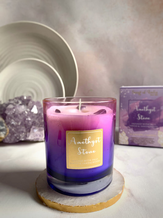 Vela Aromática con Piedras Energéticas 200 g  – Frasco de Vidrio