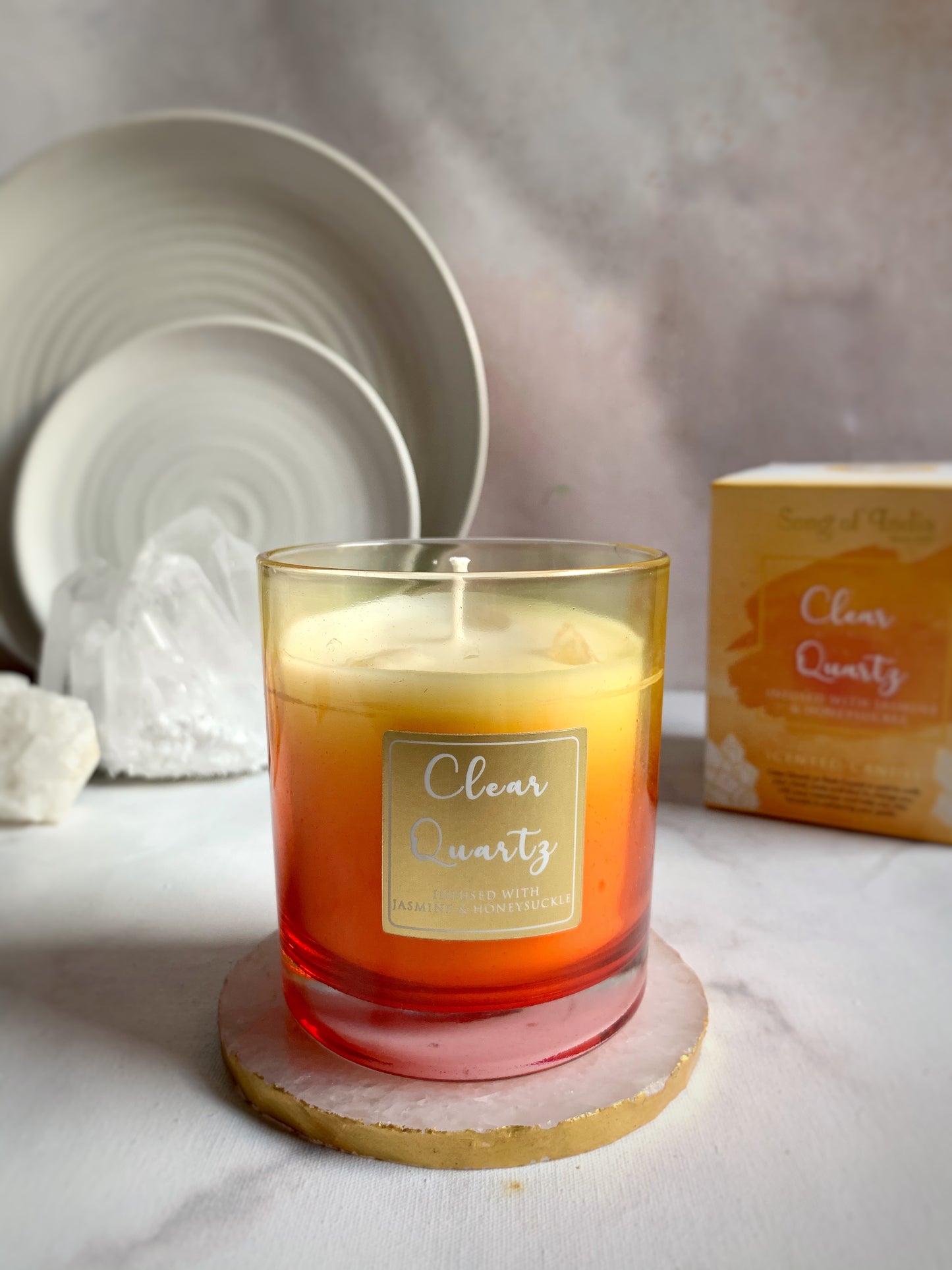 Vela Aromática con Piedras Energéticas 200 g  – Frasco de Vidrio