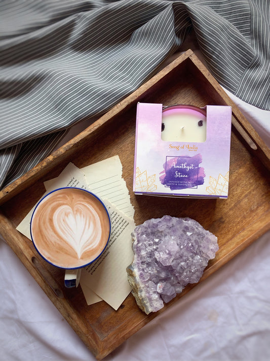 Vela Aromática con Piedras Energéticas 200 g – Frasco de Vidrio Plano