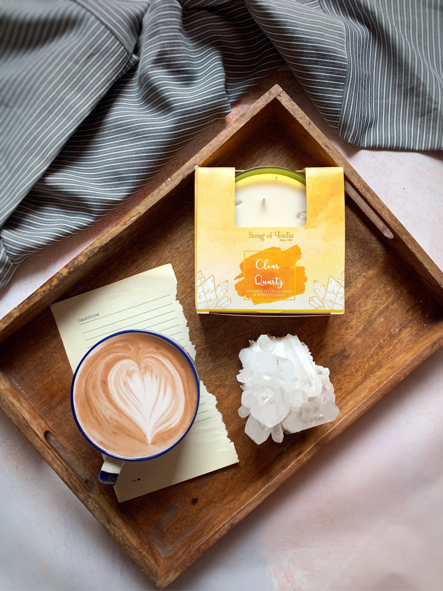 Vela Aromática con Piedras Energéticas 200 g – Frasco de Vidrio Plano