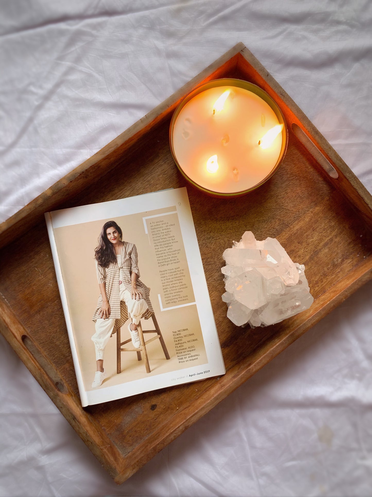 Vela Aromática con Piedras Energéticas 200 g – Frasco de Vidrio Plano