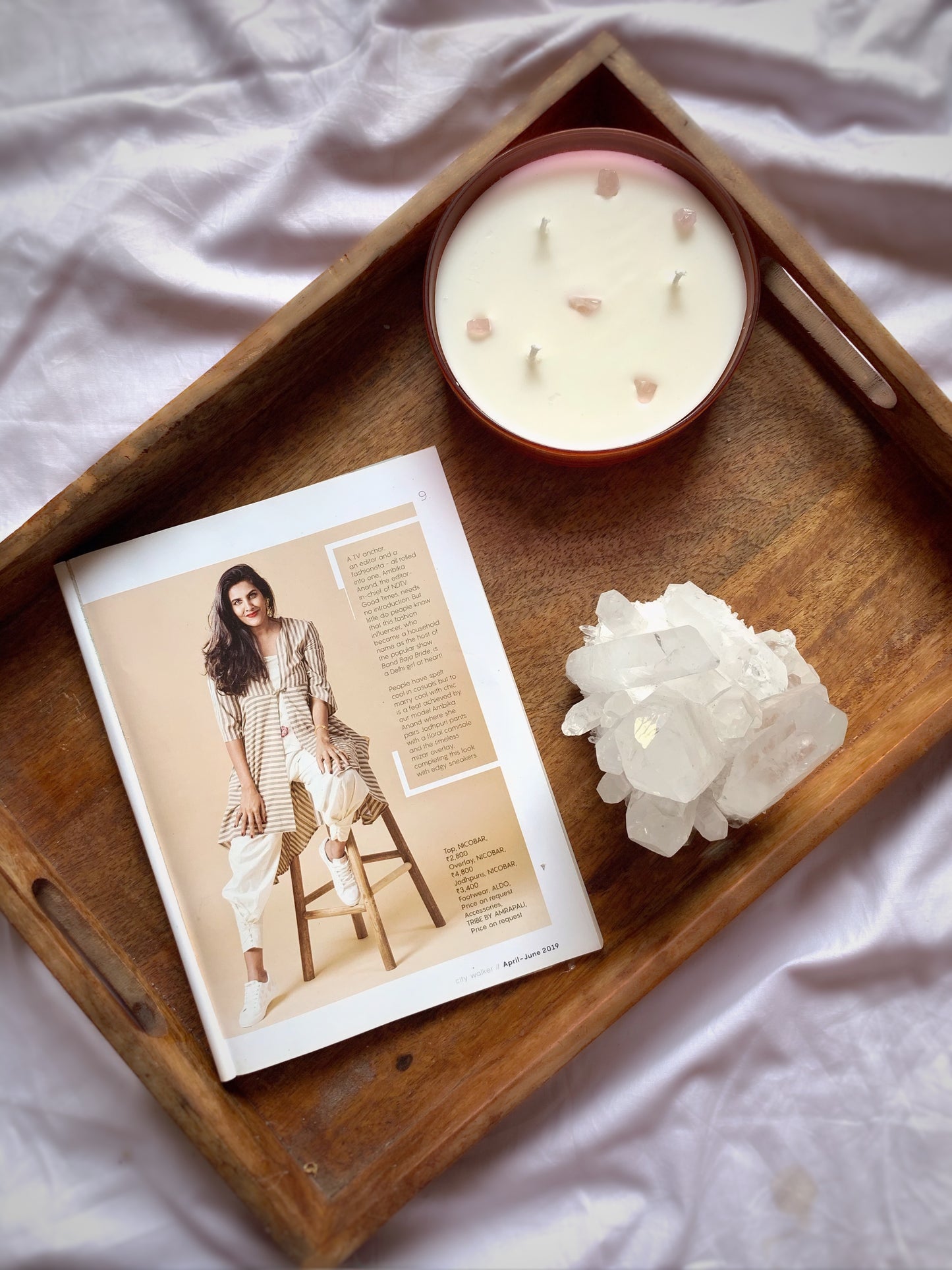 Vela Aromática con Piedras Energéticas 200 g – Frasco de Vidrio Plano