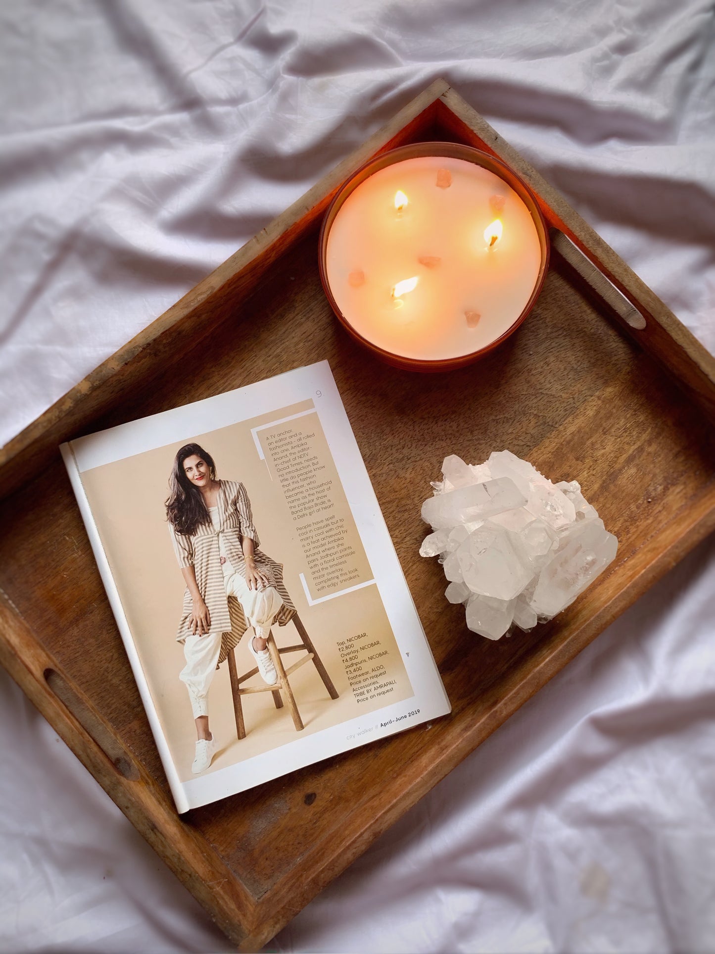 Vela Aromática con Piedras Energéticas 200 g – Frasco de Vidrio Plano