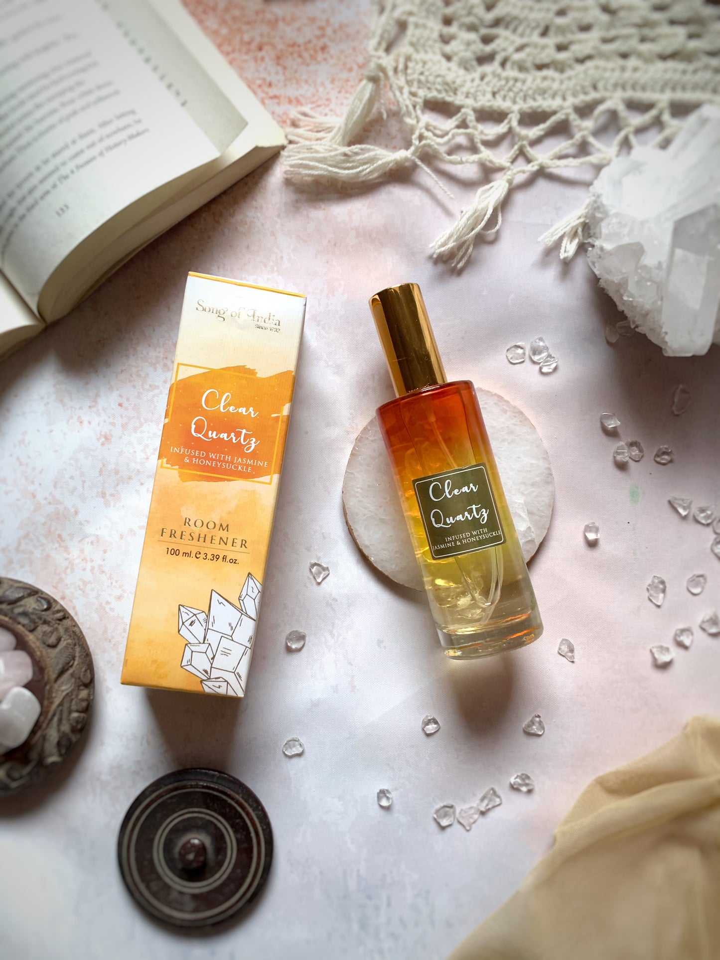 Spray Ambiental Healing Stones 100ml - Con Cristales y Bomba Dorada