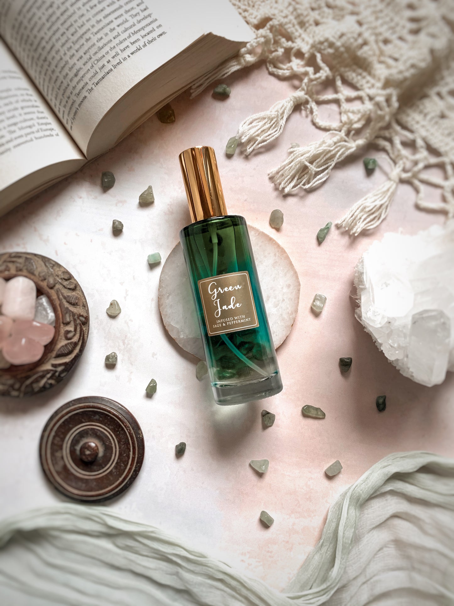 Spray Ambiental Healing Stones 100ml - Con Cristales y Bomba Dorada