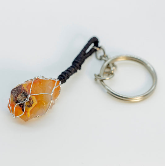 Llavero de Cornalina en Piedra Natural – Energía y Confianza - Samana Stones