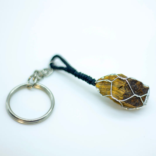 Llavero de Piedra Natural Tiger Eye (Ojo de Tigre en Bruto) - Confianza & Coraje - Samana Stones