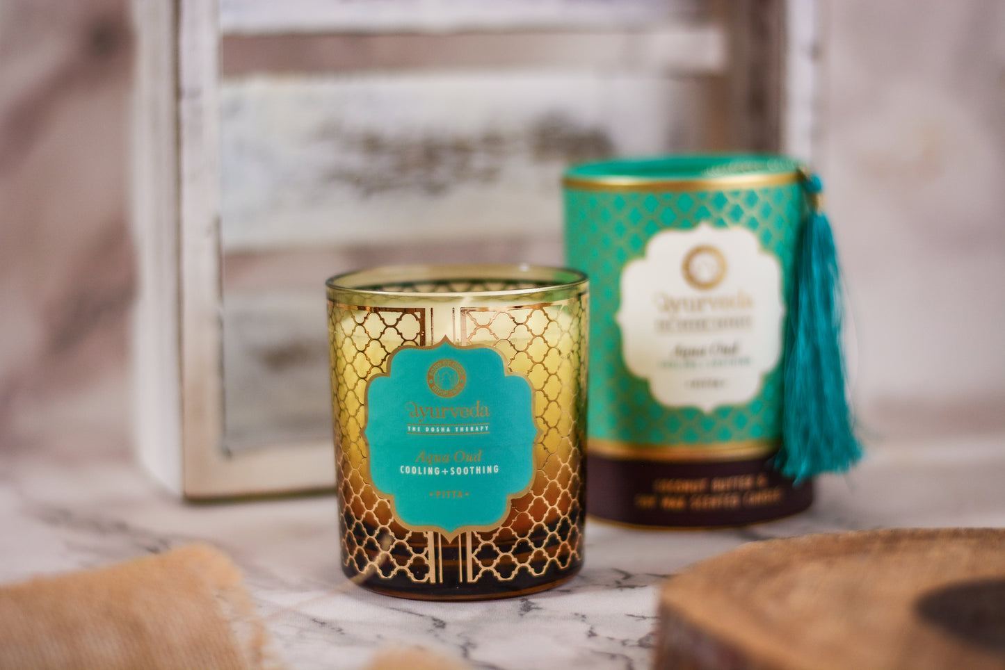 Vela Aromática Ayurveda 200 g  – Frasco de Vidrio con Estuche