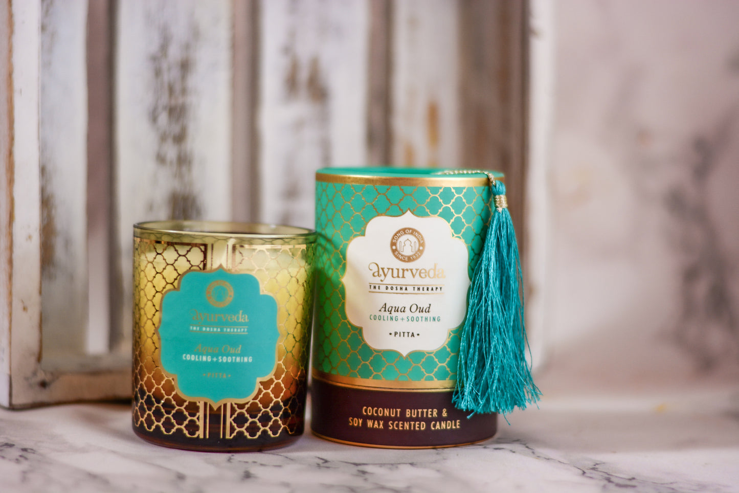 Vela Aromática Ayurveda 200 g  – Frasco de Vidrio con Estuche