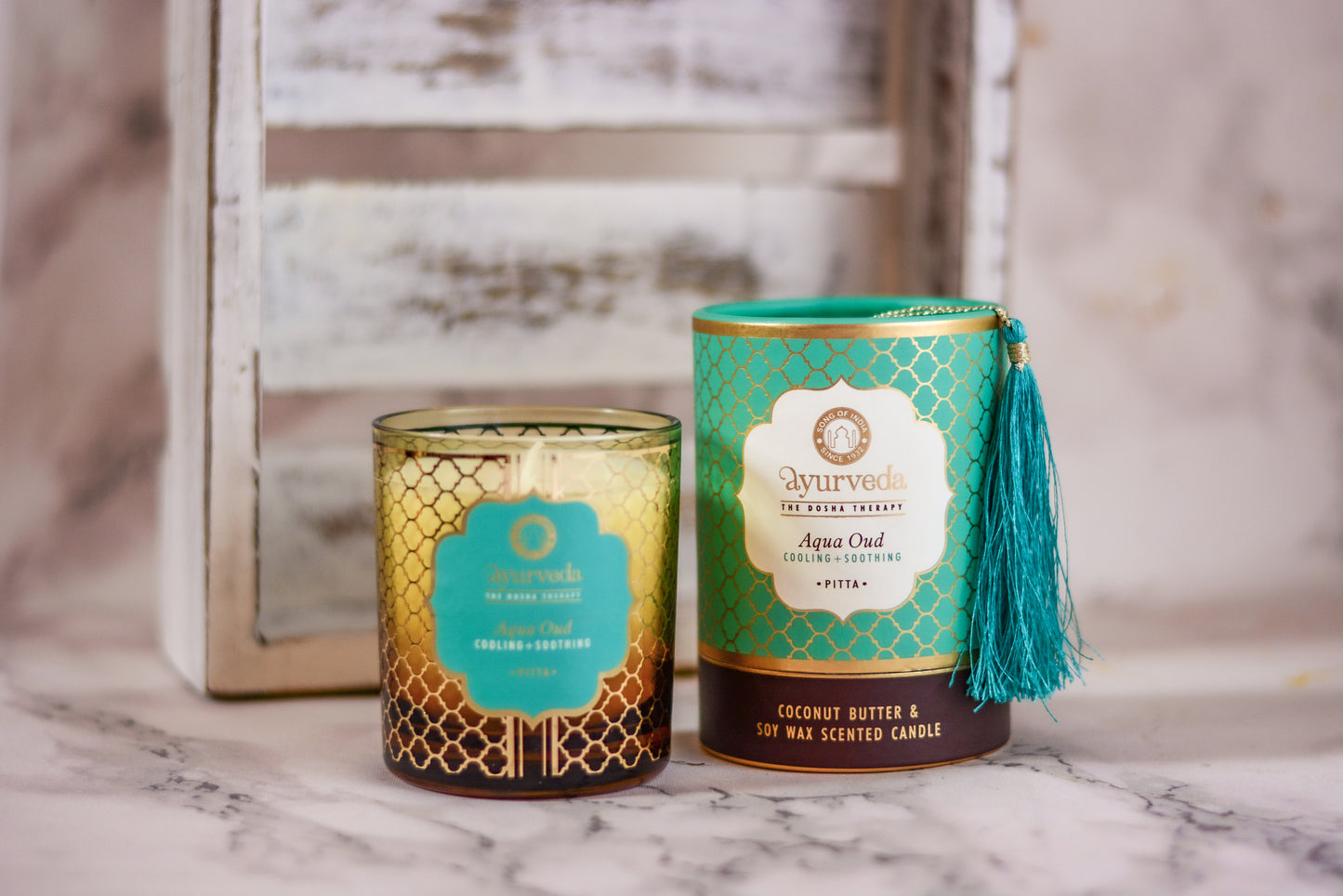 Vela Aromática Ayurveda 200 g  – Frasco de Vidrio con Estuche