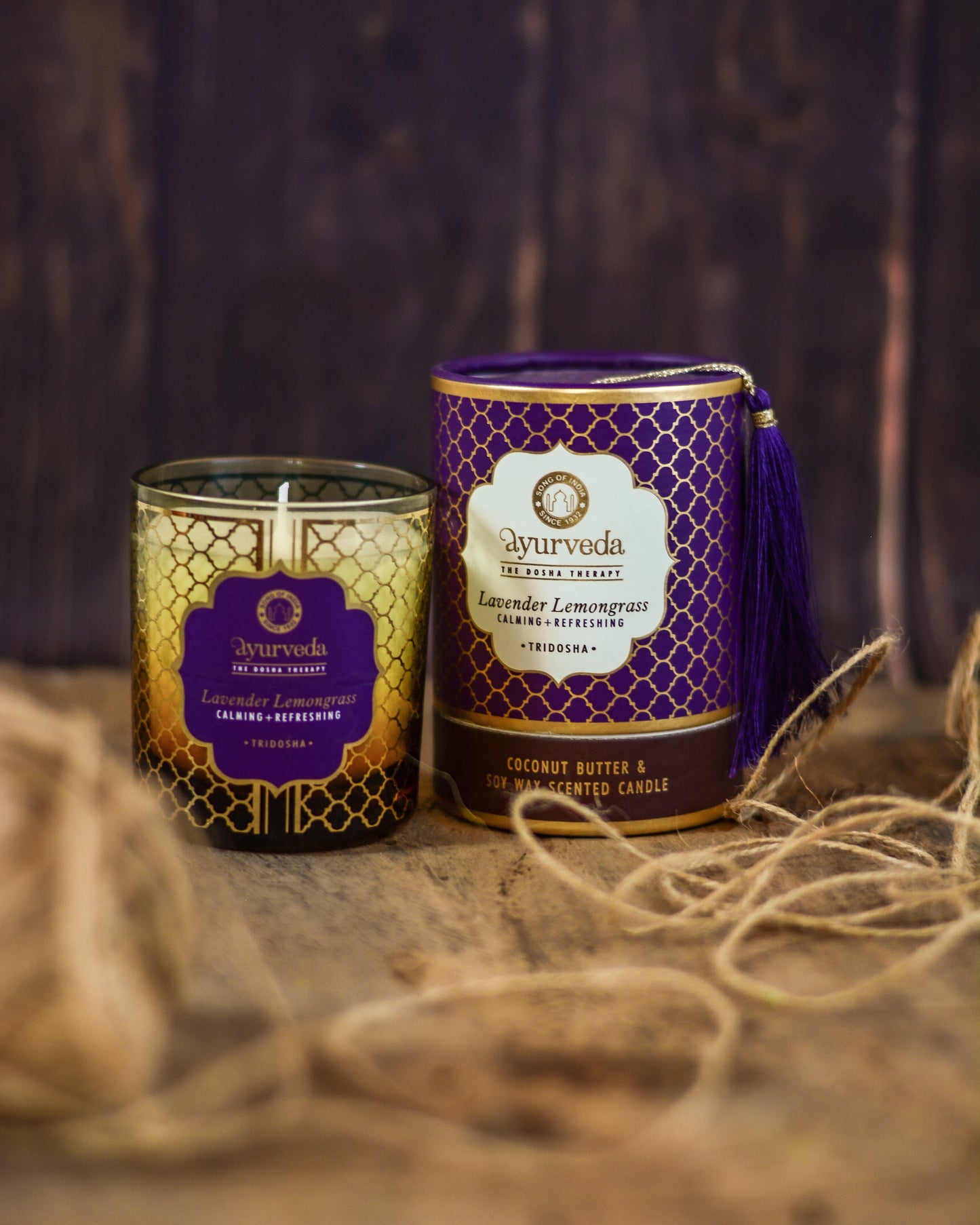 Vela Aromática Ayurveda 200 g  – Frasco de Vidrio con Estuche