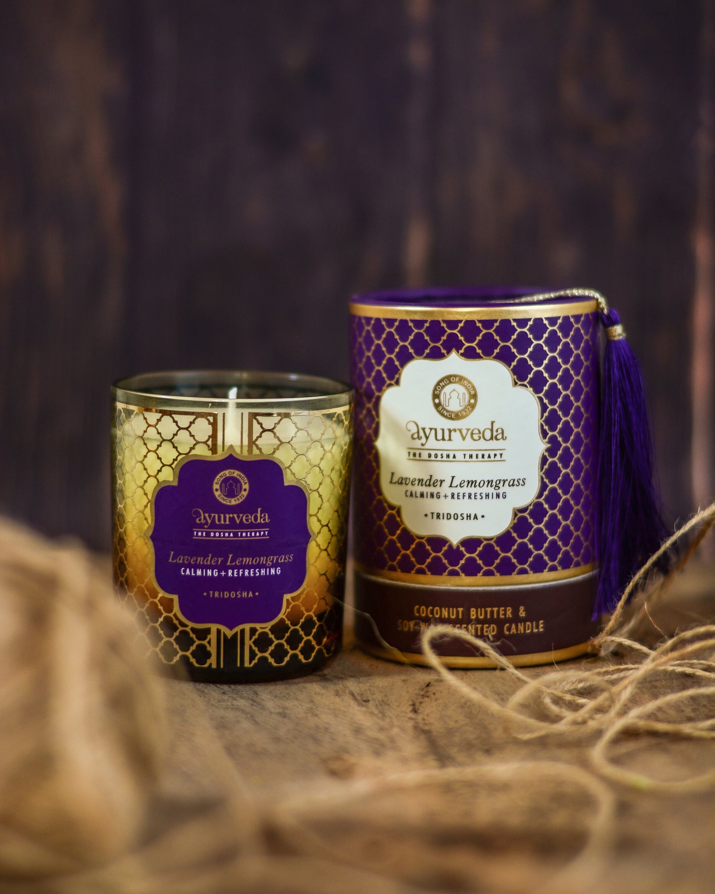 Vela Aromática Ayurveda 200 g  – Frasco de Vidrio con Estuche