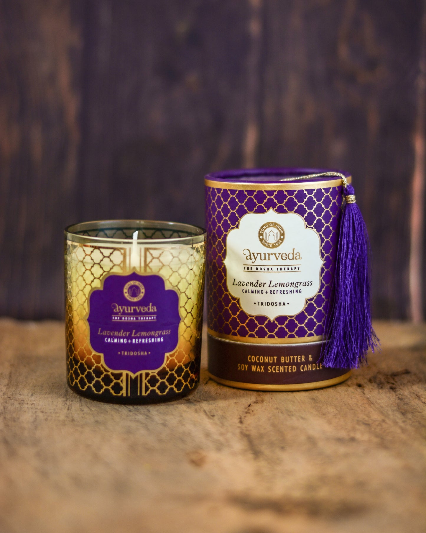 Vela Aromática Ayurveda 200 g  – Frasco de Vidrio con Estuche