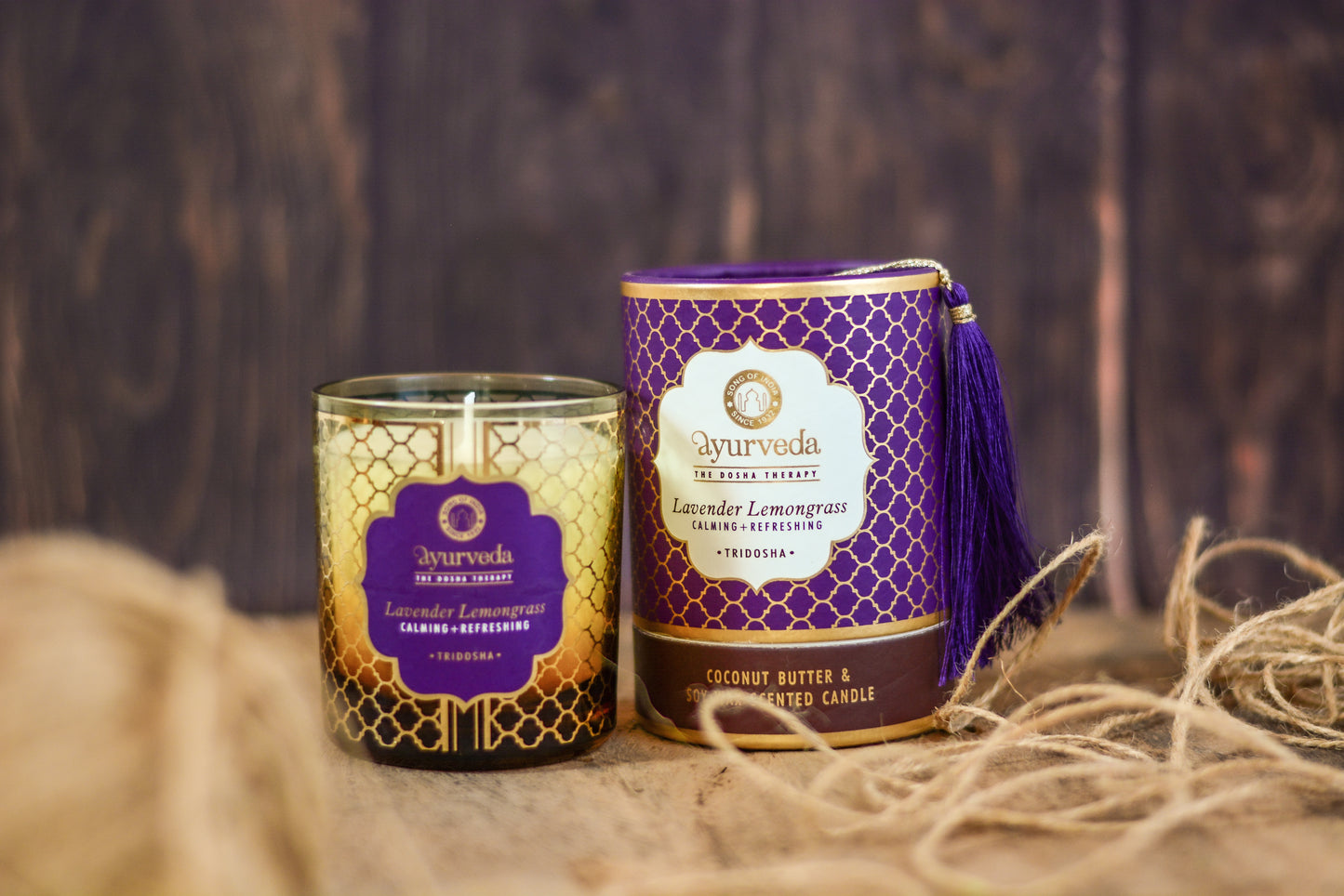 Vela Aromática Ayurveda 200 g  – Frasco de Vidrio con Estuche