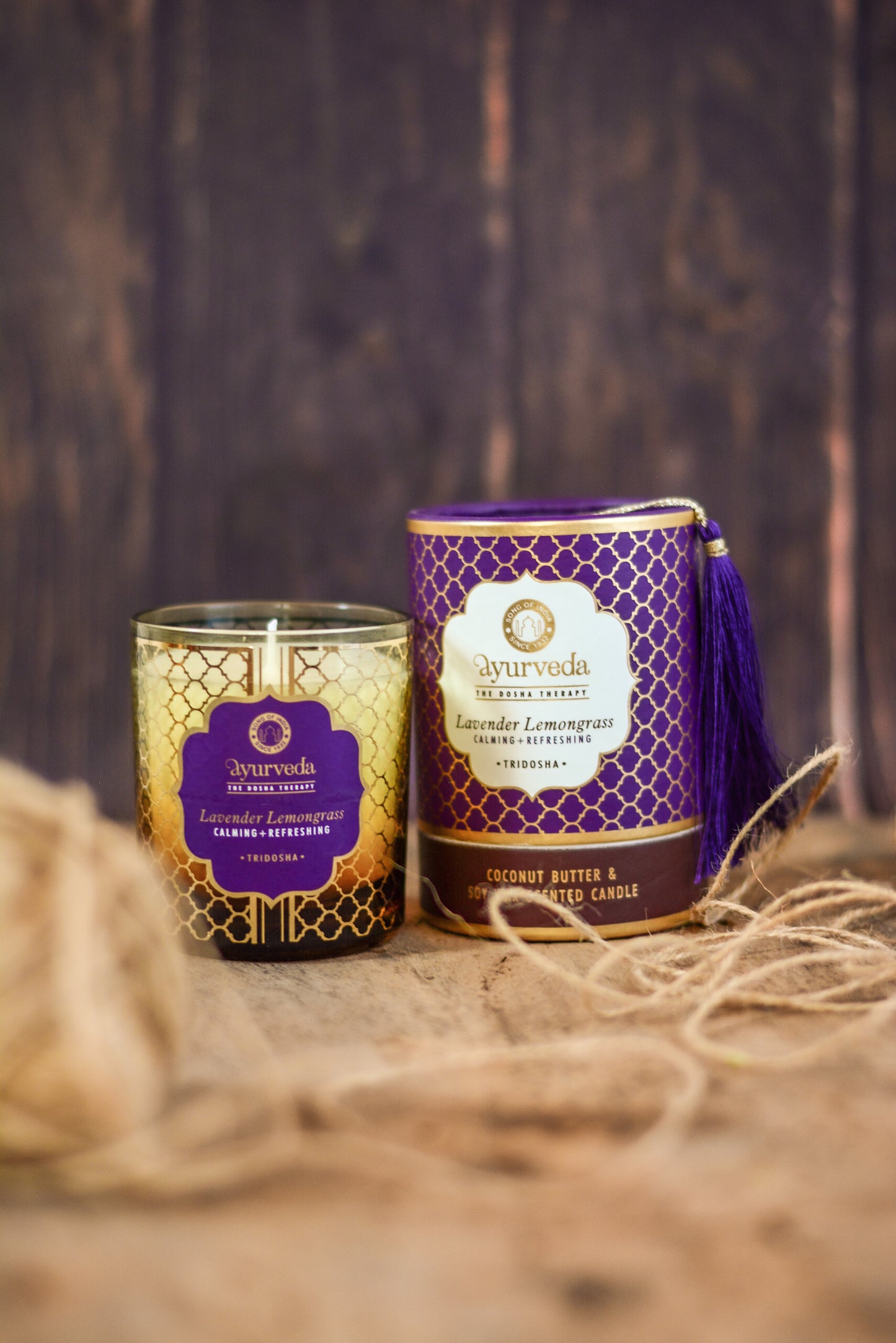 Vela Aromática Ayurveda 200 g  – Frasco de Vidrio con Estuche