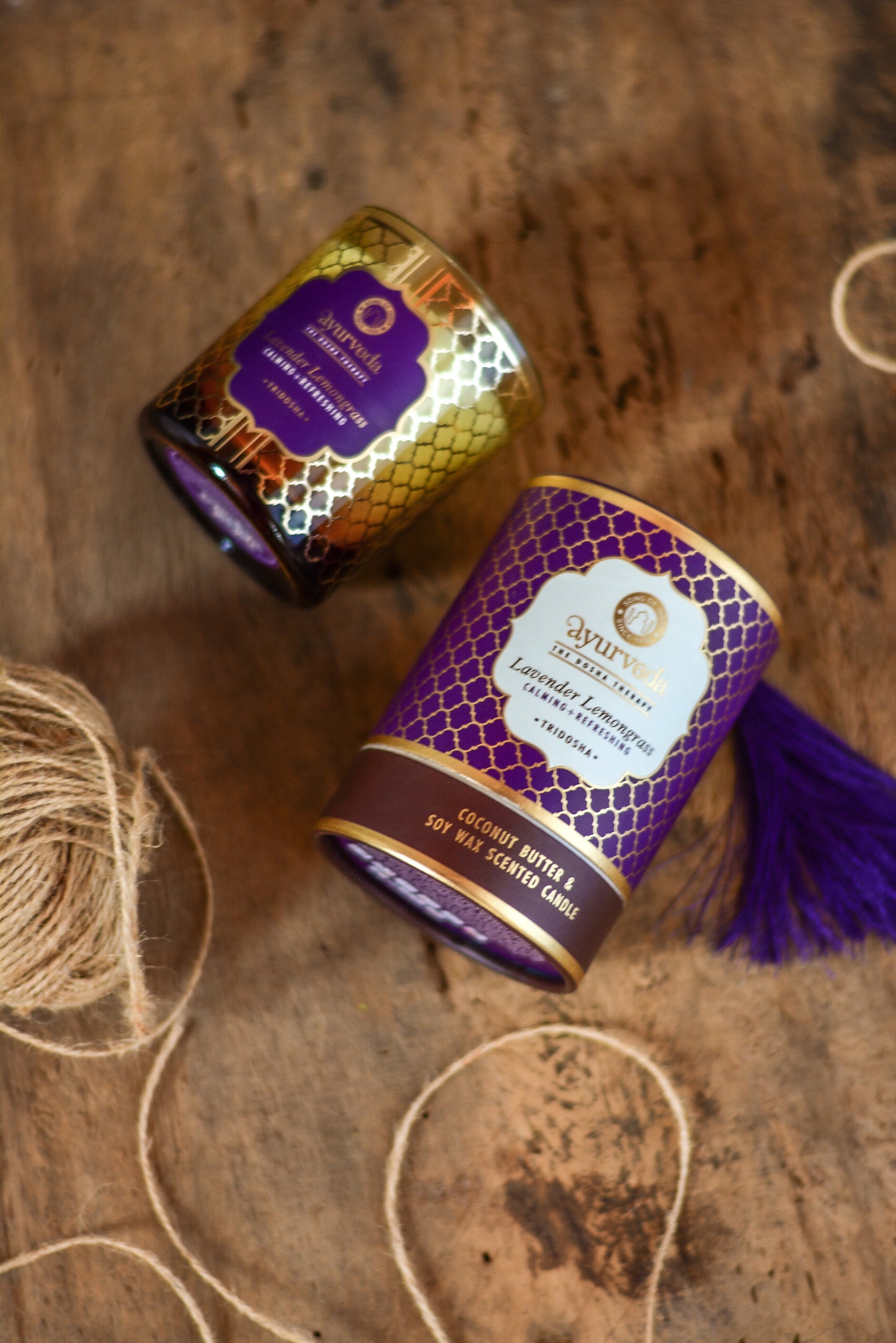 Vela Aromática Ayurveda 200 g  – Frasco de Vidrio con Estuche