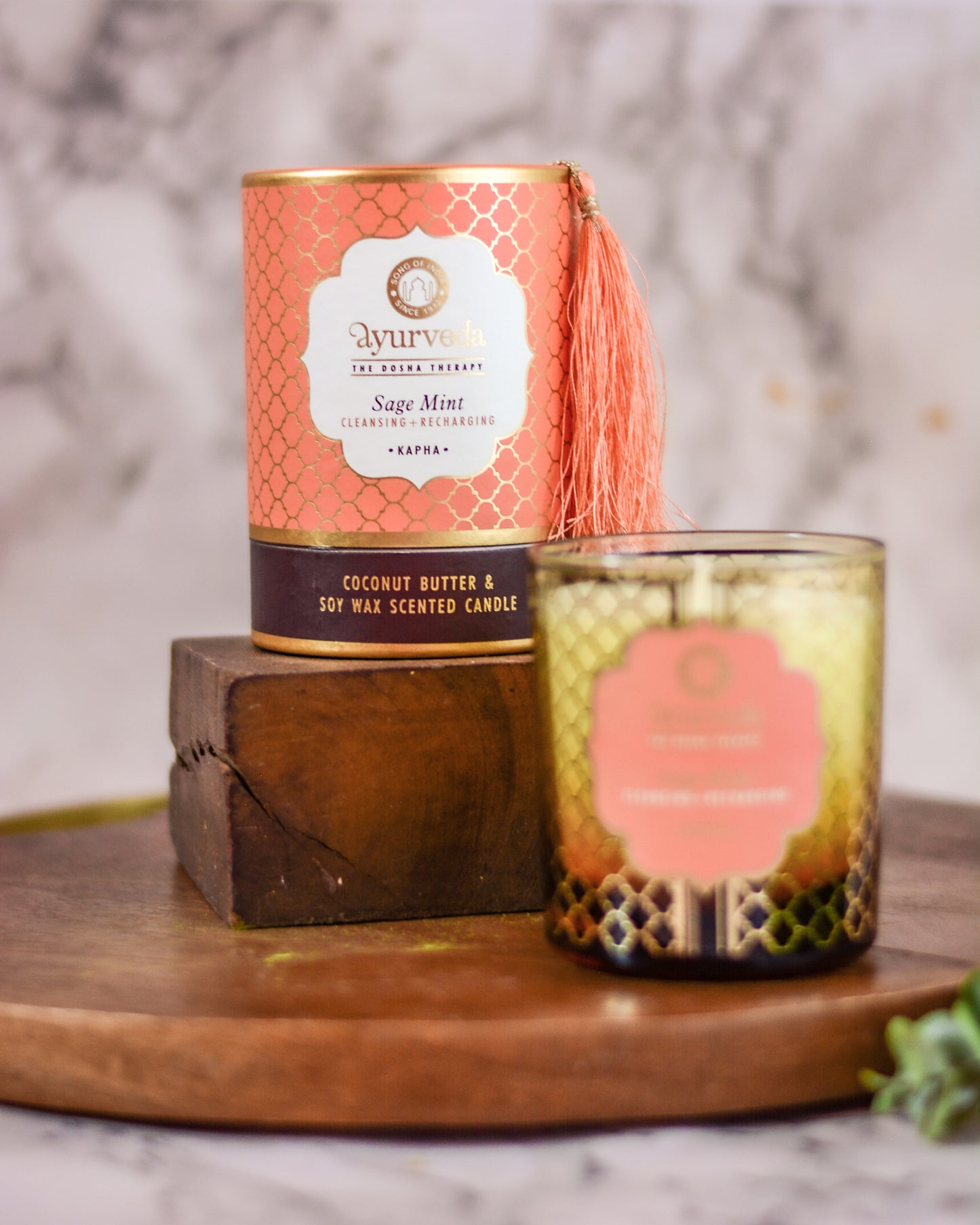 Vela Aromática Ayurveda 200 g  – Frasco de Vidrio con Estuche