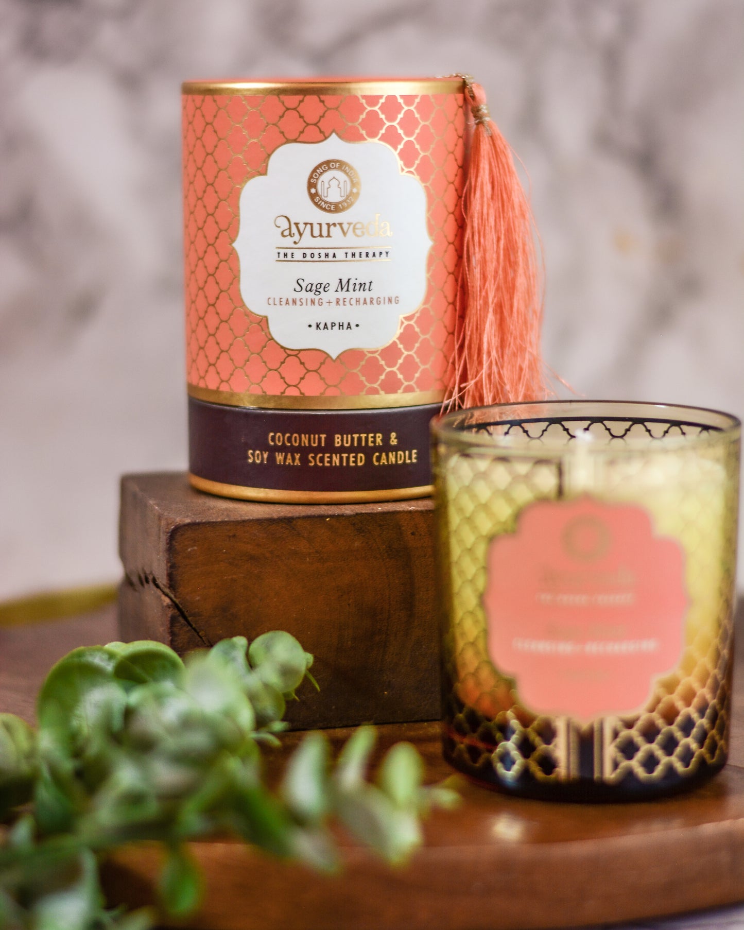 Vela Aromática Ayurveda 200 g  – Frasco de Vidrio con Estuche