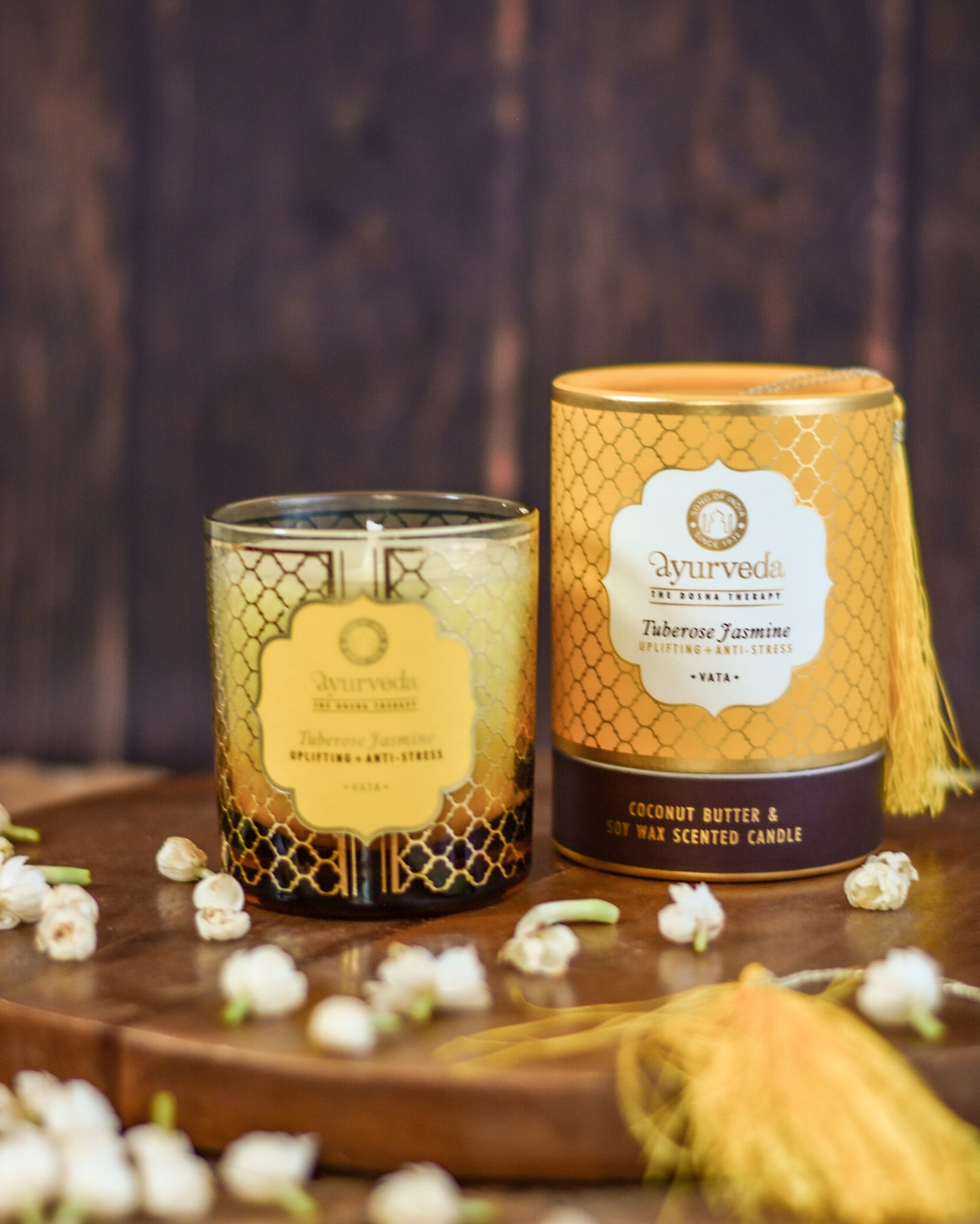 Vela Aromática Ayurveda 200 g  – Frasco de Vidrio con Estuche