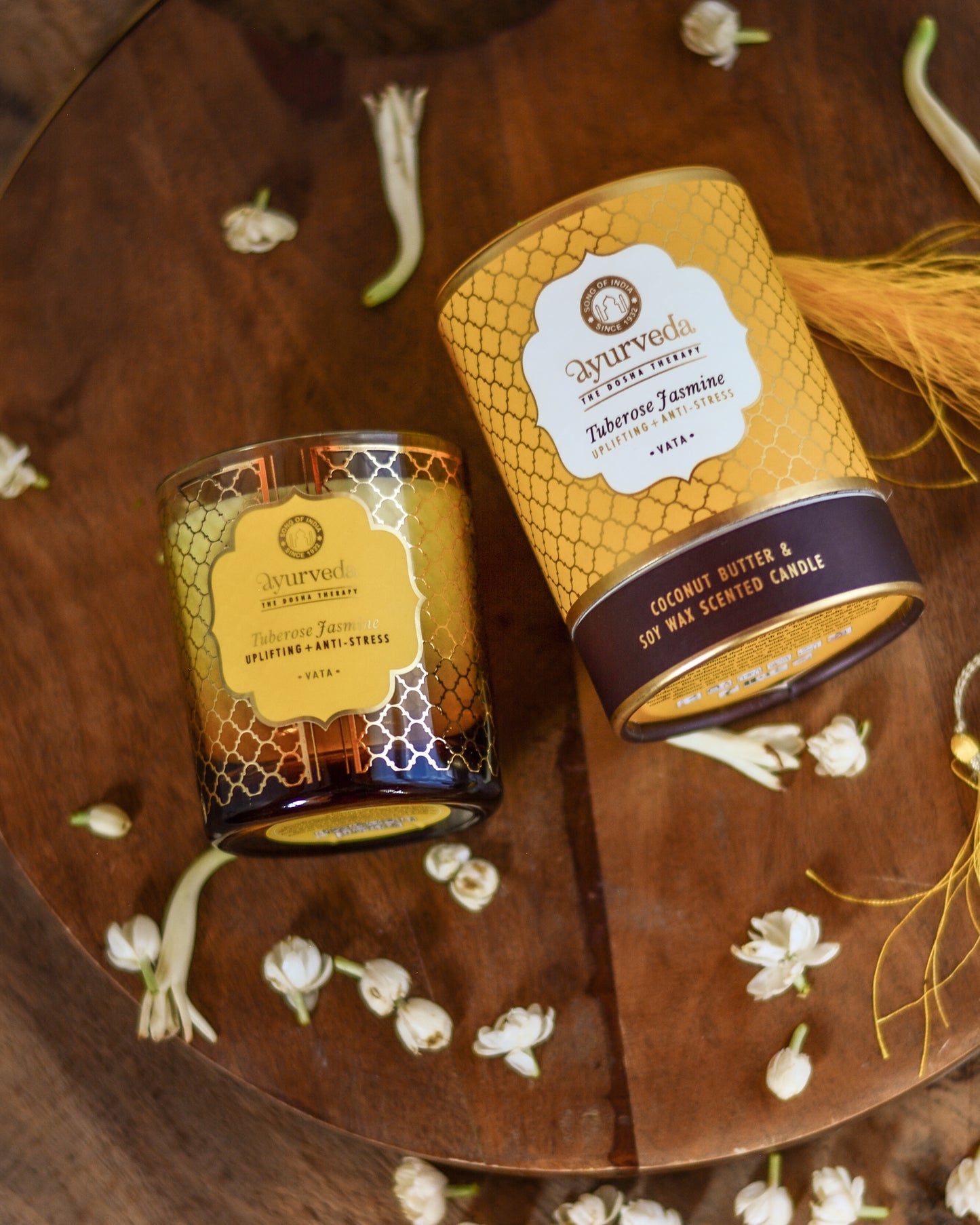 Vela Aromática Ayurveda 200 g  – Frasco de Vidrio con Estuche