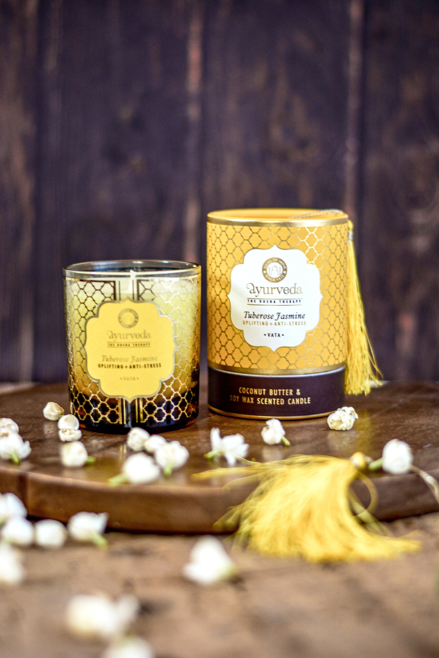 Vela Aromática Ayurveda 200 g  – Frasco de Vidrio con Estuche