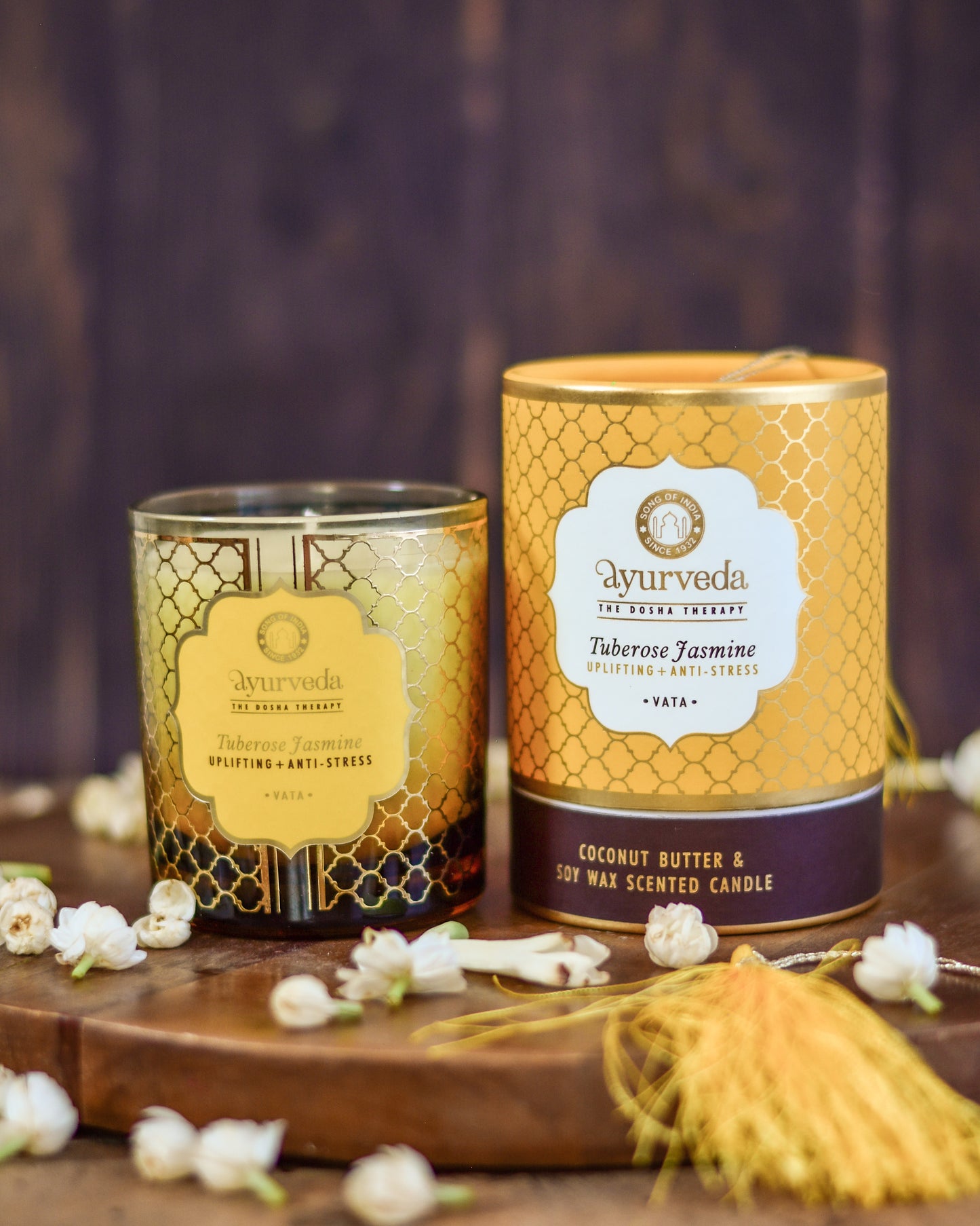 Vela Aromática Ayurveda 200 g  – Frasco de Vidrio con Estuche