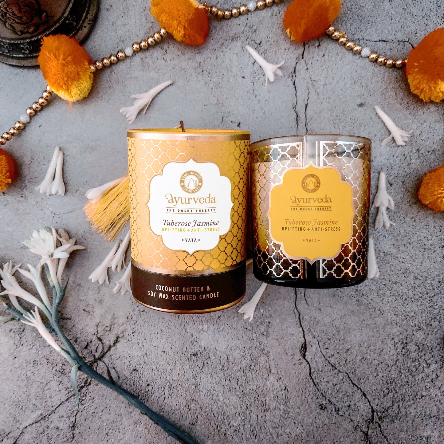 Vela Aromática Ayurveda 200 g  – Frasco de Vidrio con Estuche