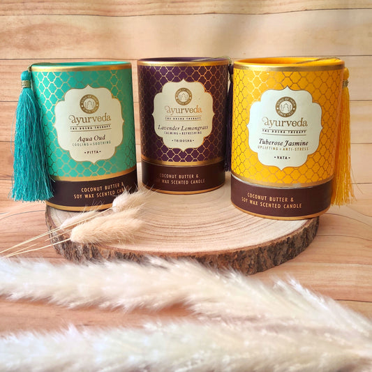 Vela Aromática Ayurveda 200 g  – Frasco de Vidrio con Estuche