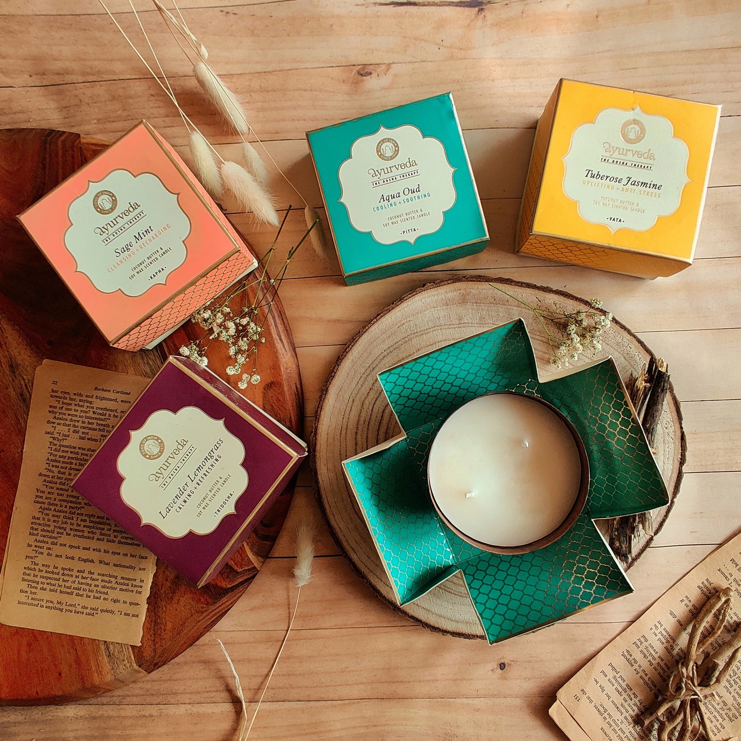 Vela Aromática Ayurveda 200 g – Envase de Cobre