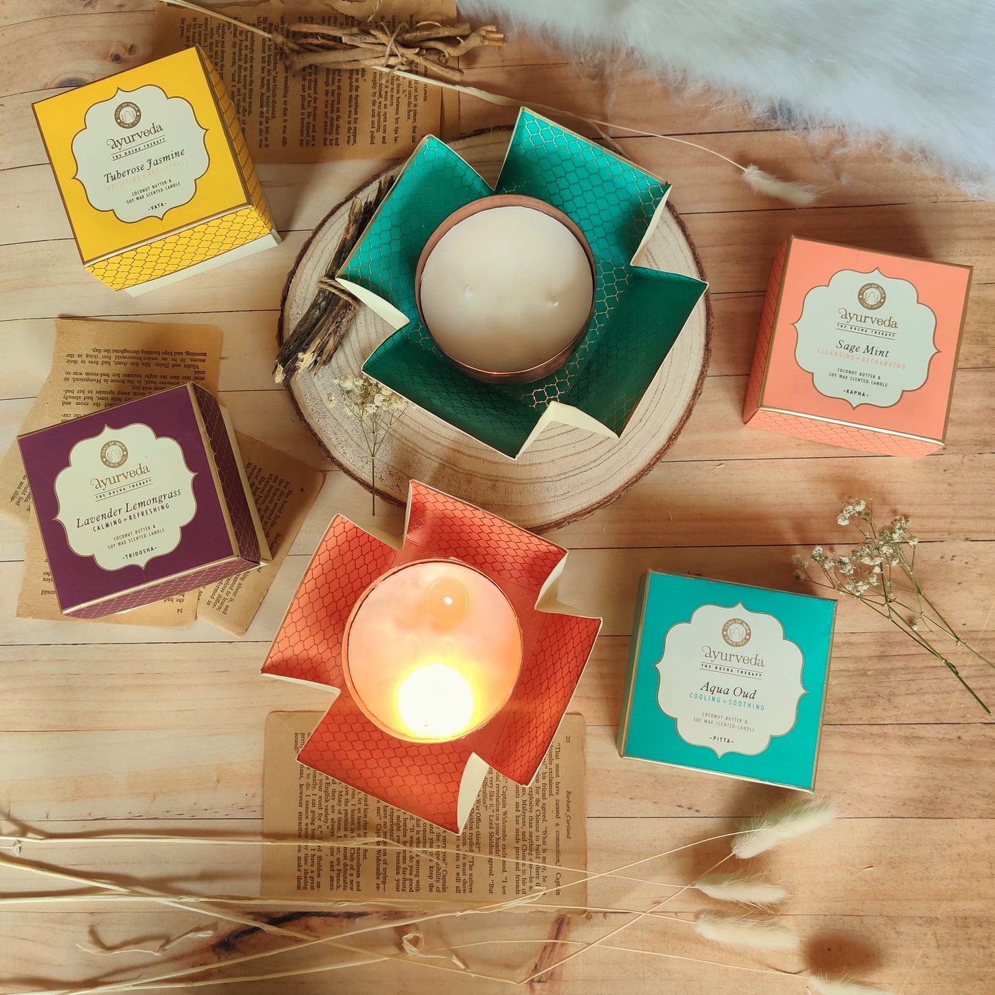 Vela Aromática Ayurveda 200 g – Envase de Cobre