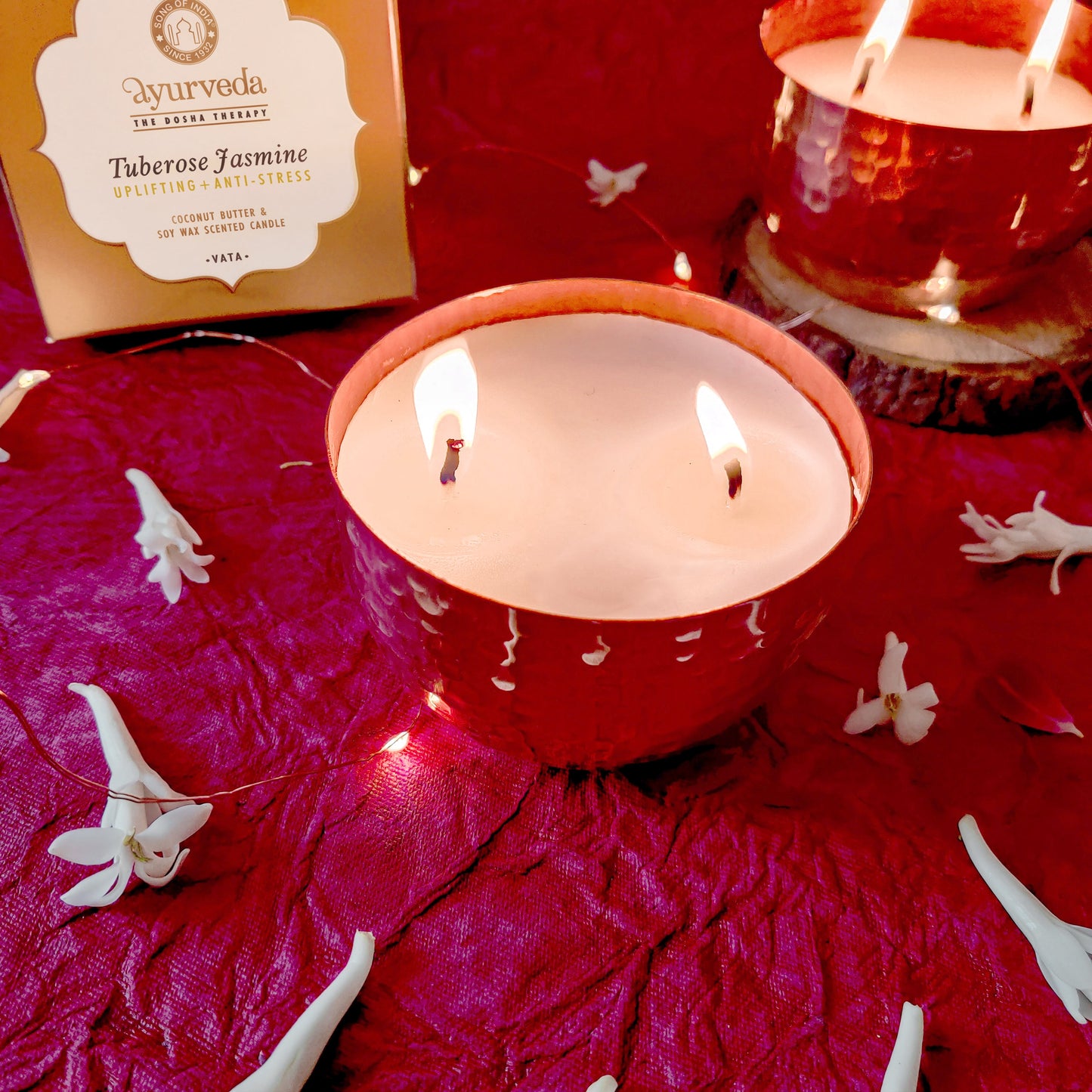 Vela Aromática Ayurveda 200 g – Envase de Cobre