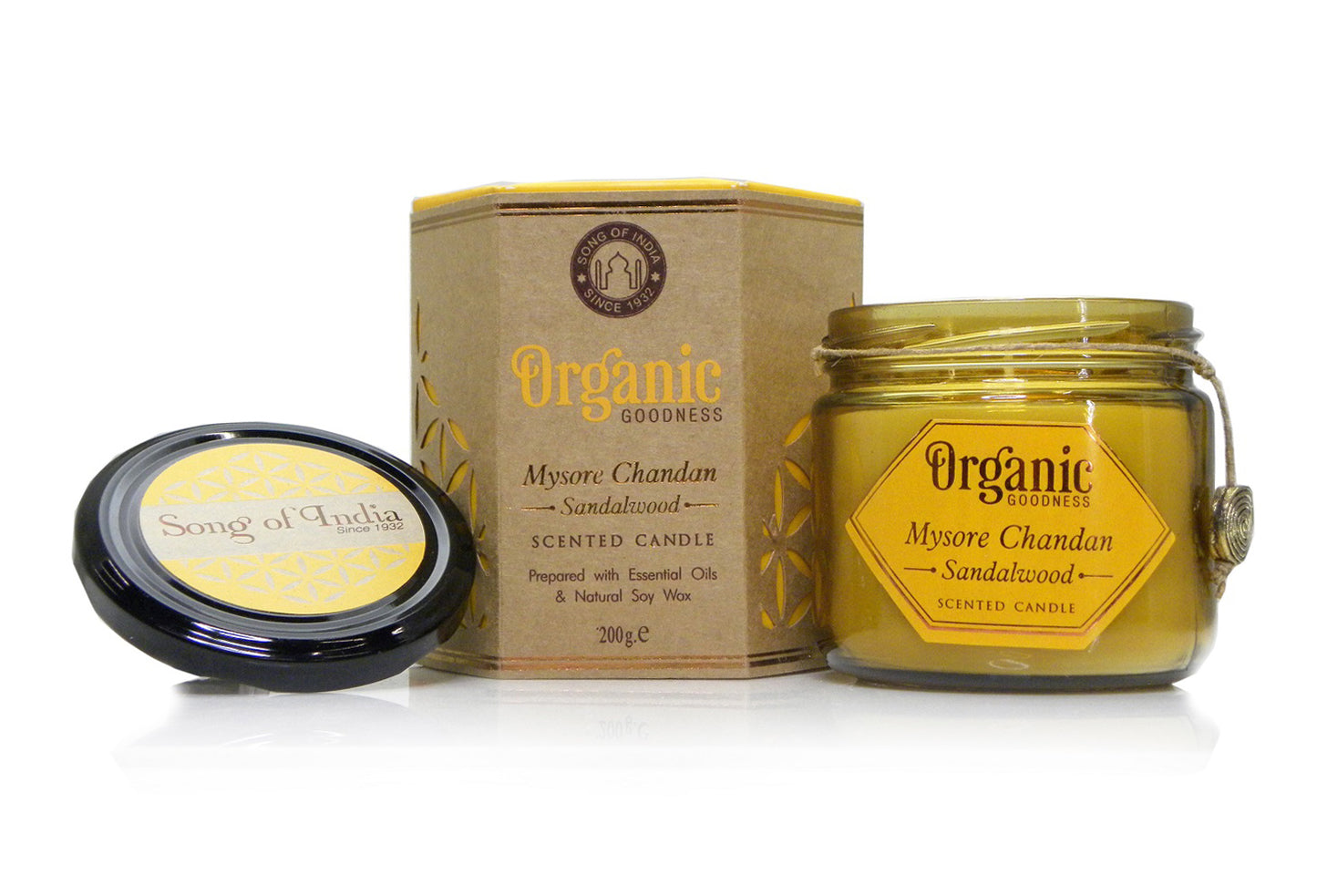 Vela Aromática Orgánica de Soja 200 g  – Frasco Ámbar