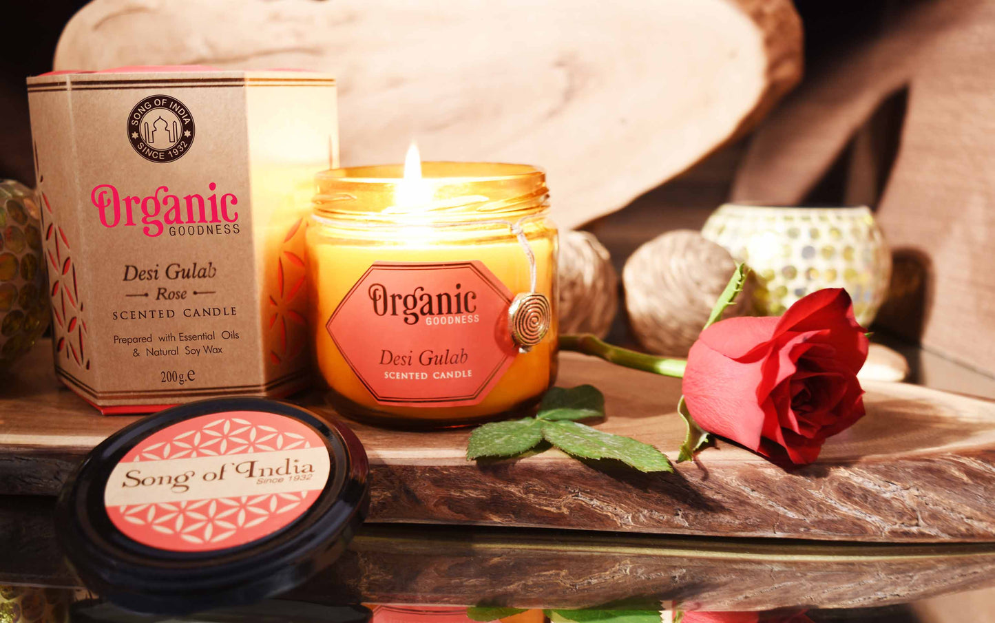 Vela Aromática Orgánica de Soja 200 g  – Frasco Ámbar