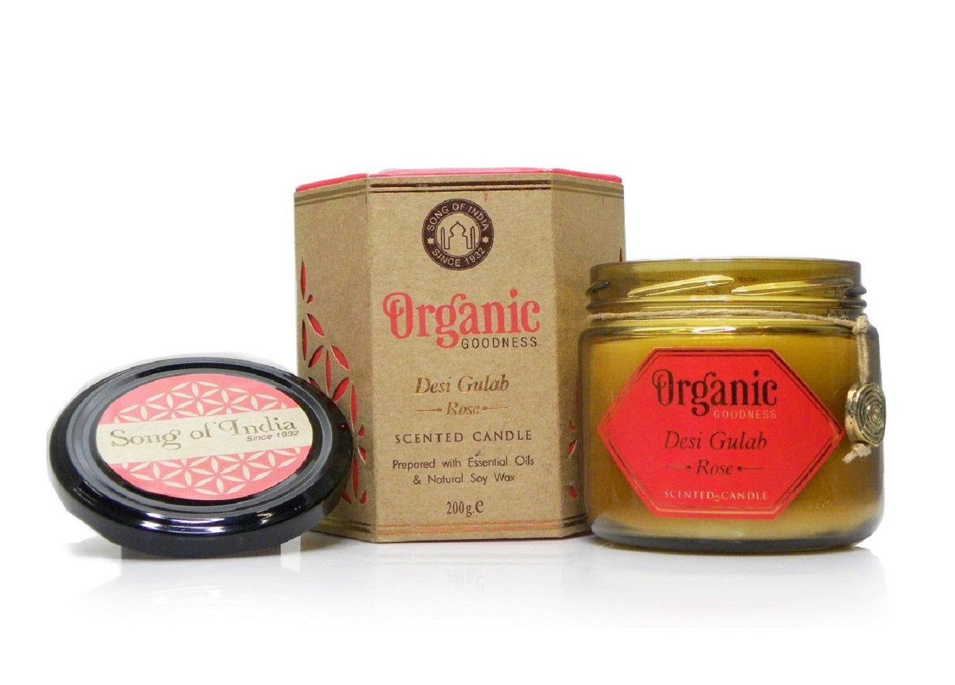 Vela Aromática Orgánica de Soja 200 g  – Frasco Ámbar