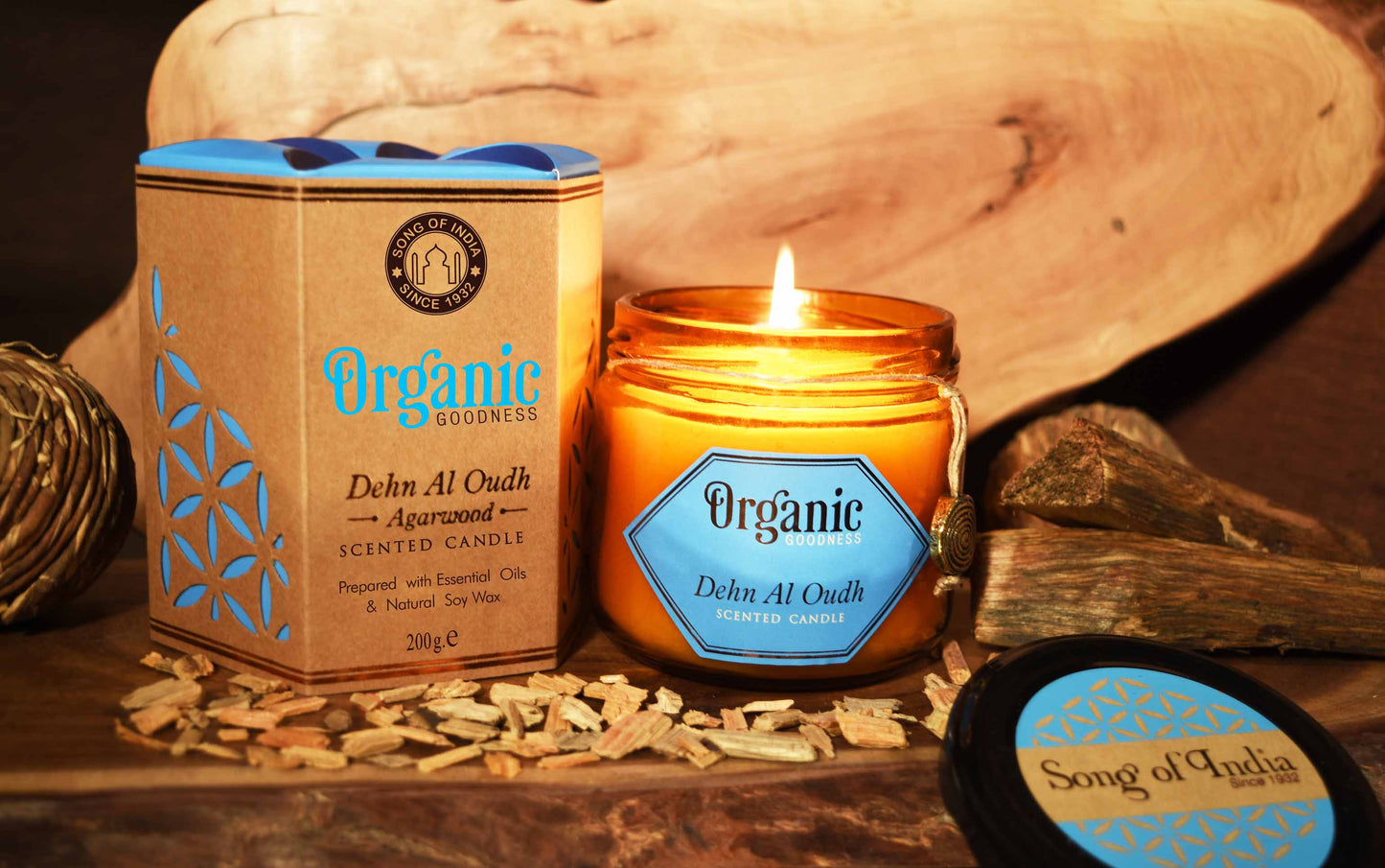 Vela Aromática Orgánica de Soja 200 g  – Frasco Ámbar