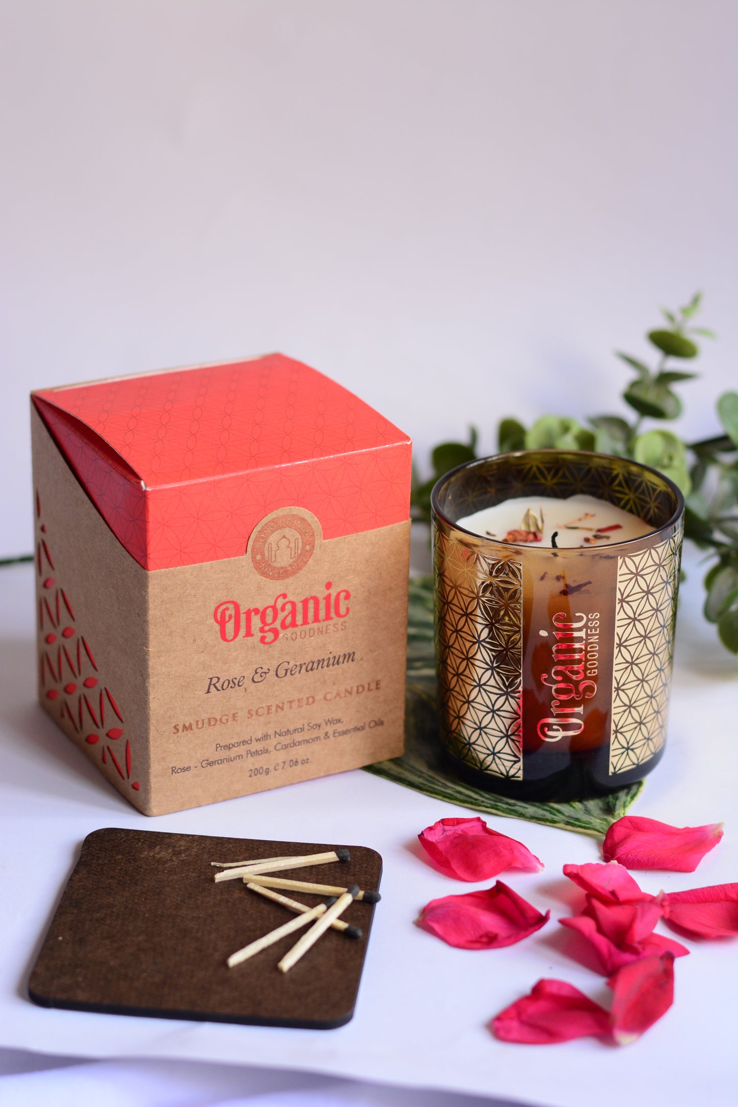 Vela Aromática Organic Smudge 200 g – Frasco de Vidrio Dorado